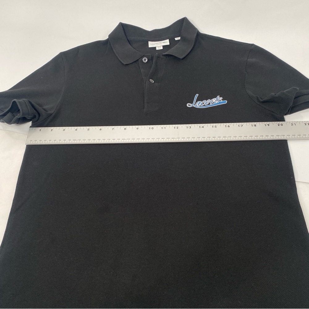 Lacoste Men's Black Signature Slim-Fit Pique Graphic Polo Shirt Size L (5) - Picture 8 of 11
